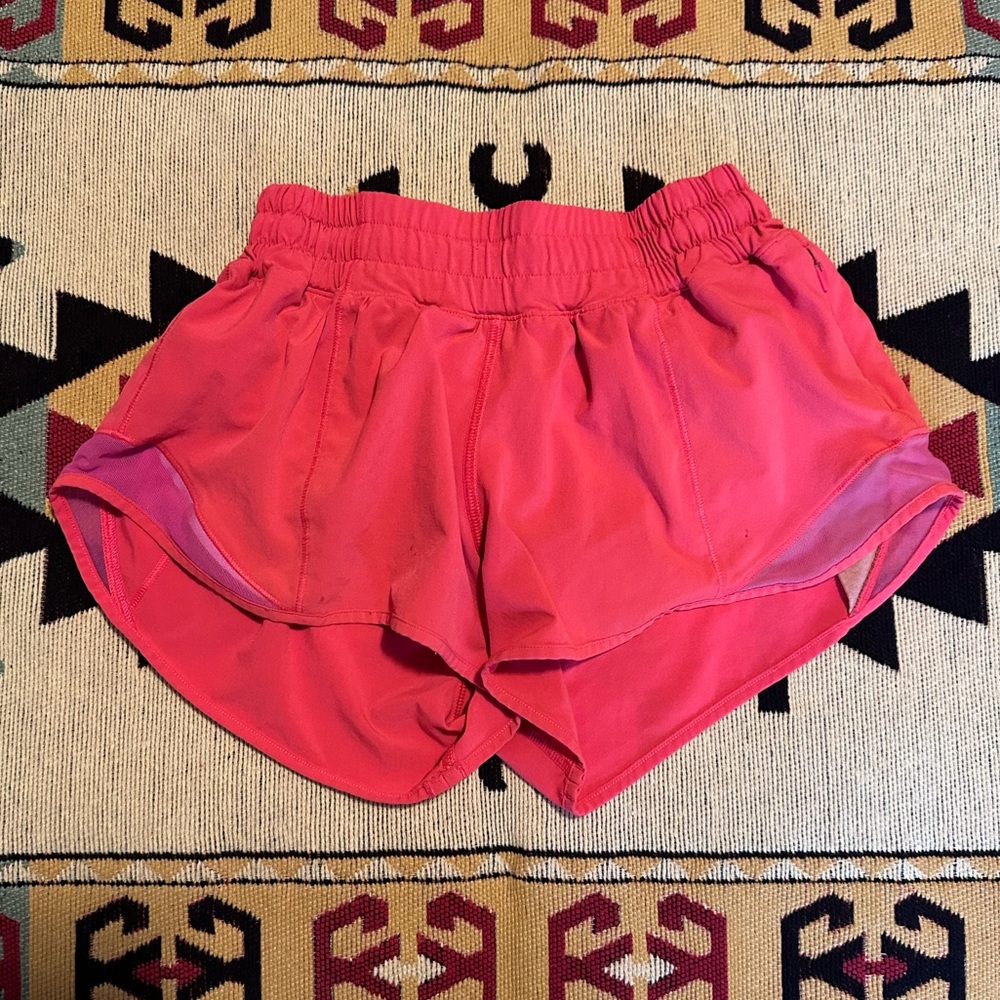 Neon Coral Lululemon Shorts